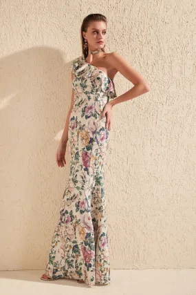 16445 Multi Colour One Shoulder Floral Dress
