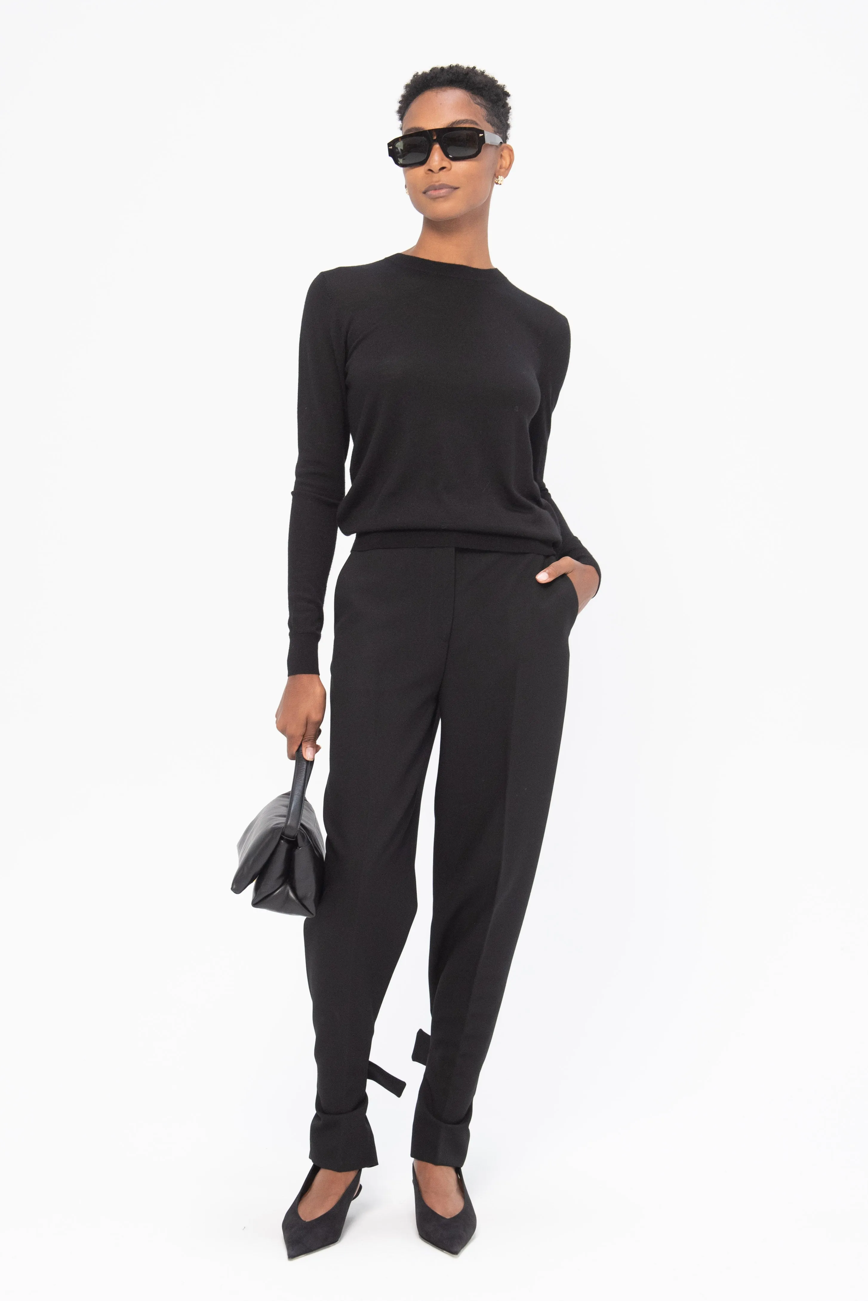 Fine Crew-Neck Knit, Black