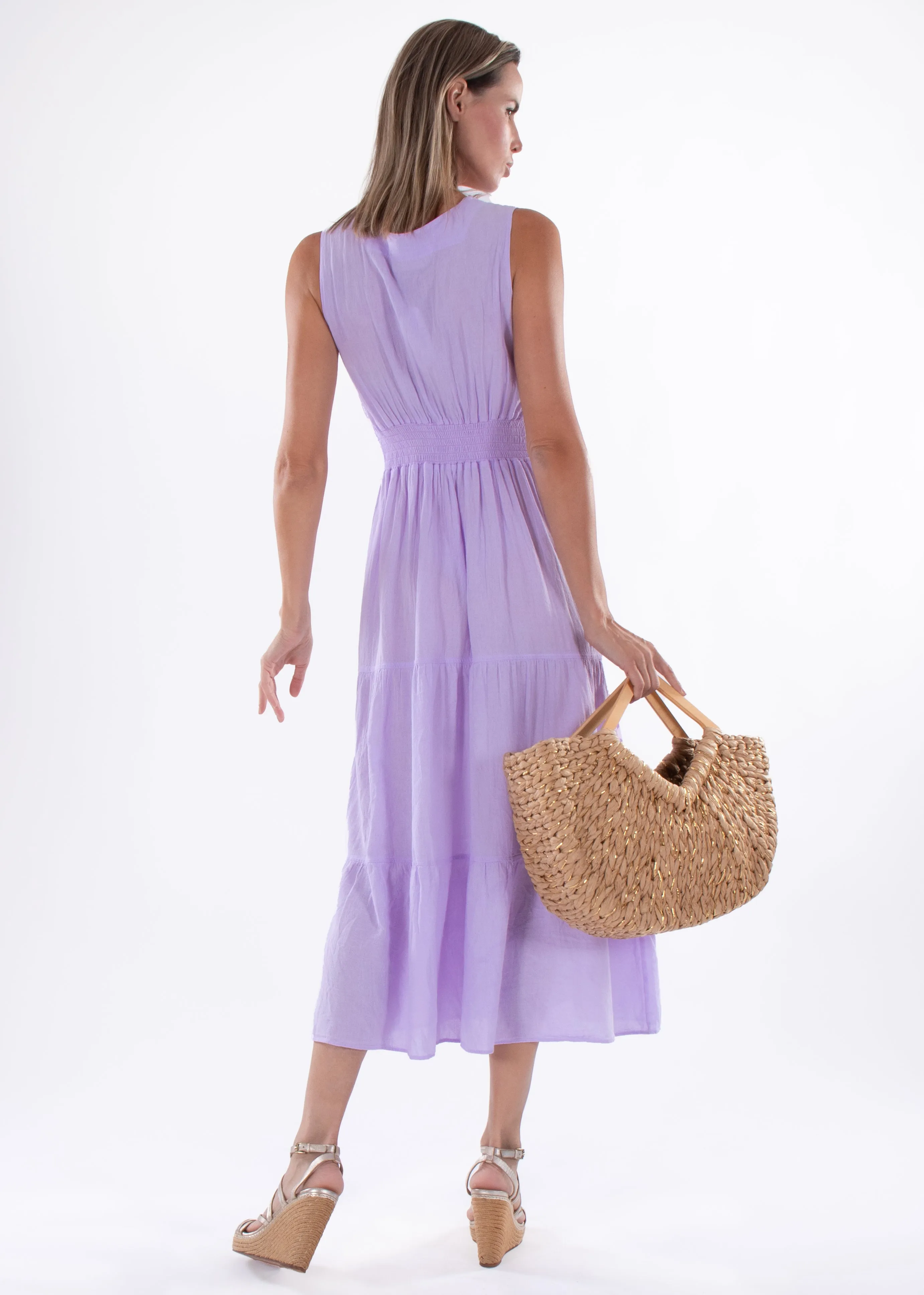 'Gabrielle' Cotton Maxi Dress with crochet details