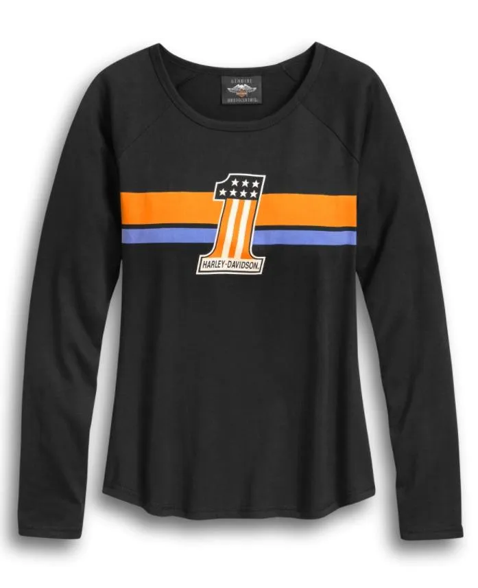 Harley-Davidson® Women's #1 Striped Long Sleeve Tee - 96415-20VW