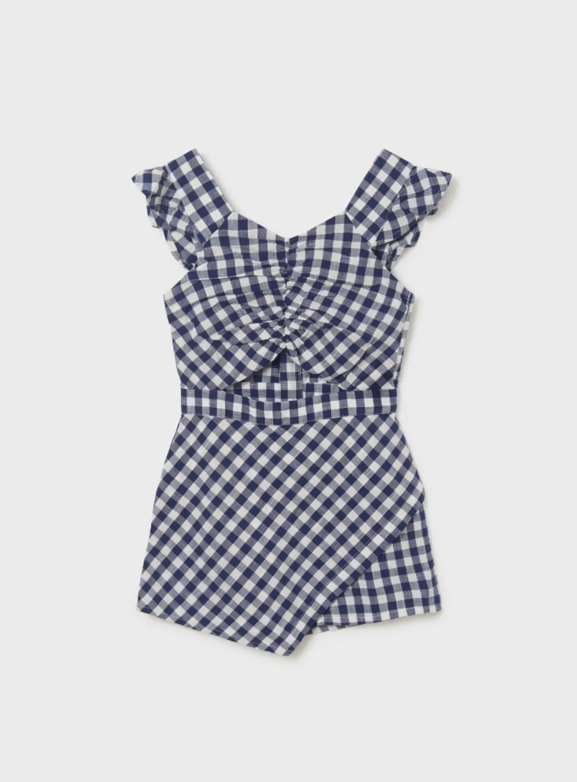 Mayoral Girls Navy Check Skort Romper