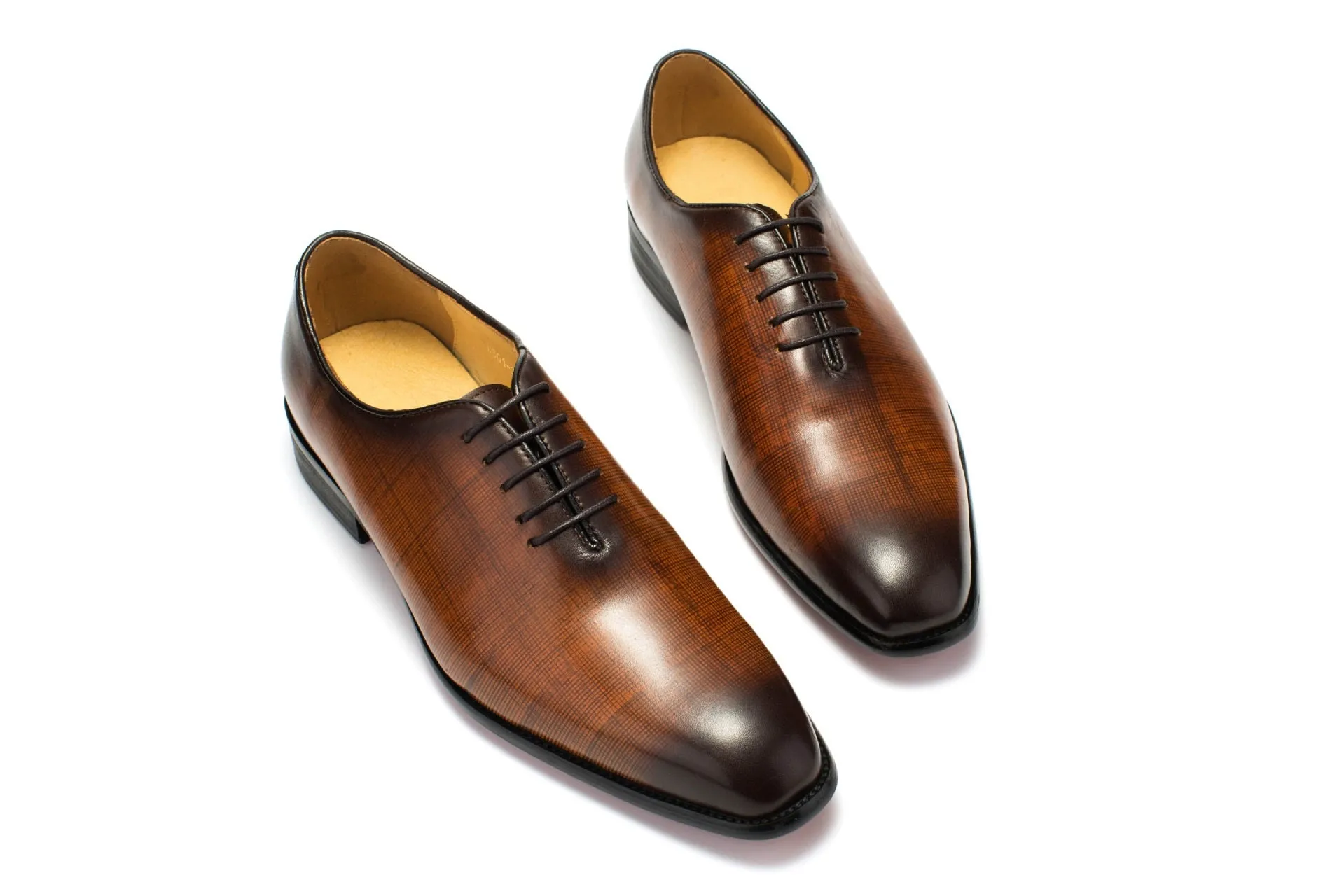 Men Burnished Toe Lace Up Formal Shoes