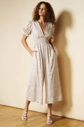 Odette Jumpsuit in Ivory Ditsy Dalmatian