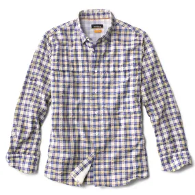 Orvis Men's LS Open Air Plaid Caster Shirt / Blue/Ochre