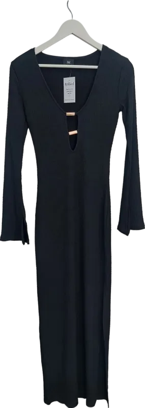 Ruched & Ready Black Beach Please Maxi Dress UK S