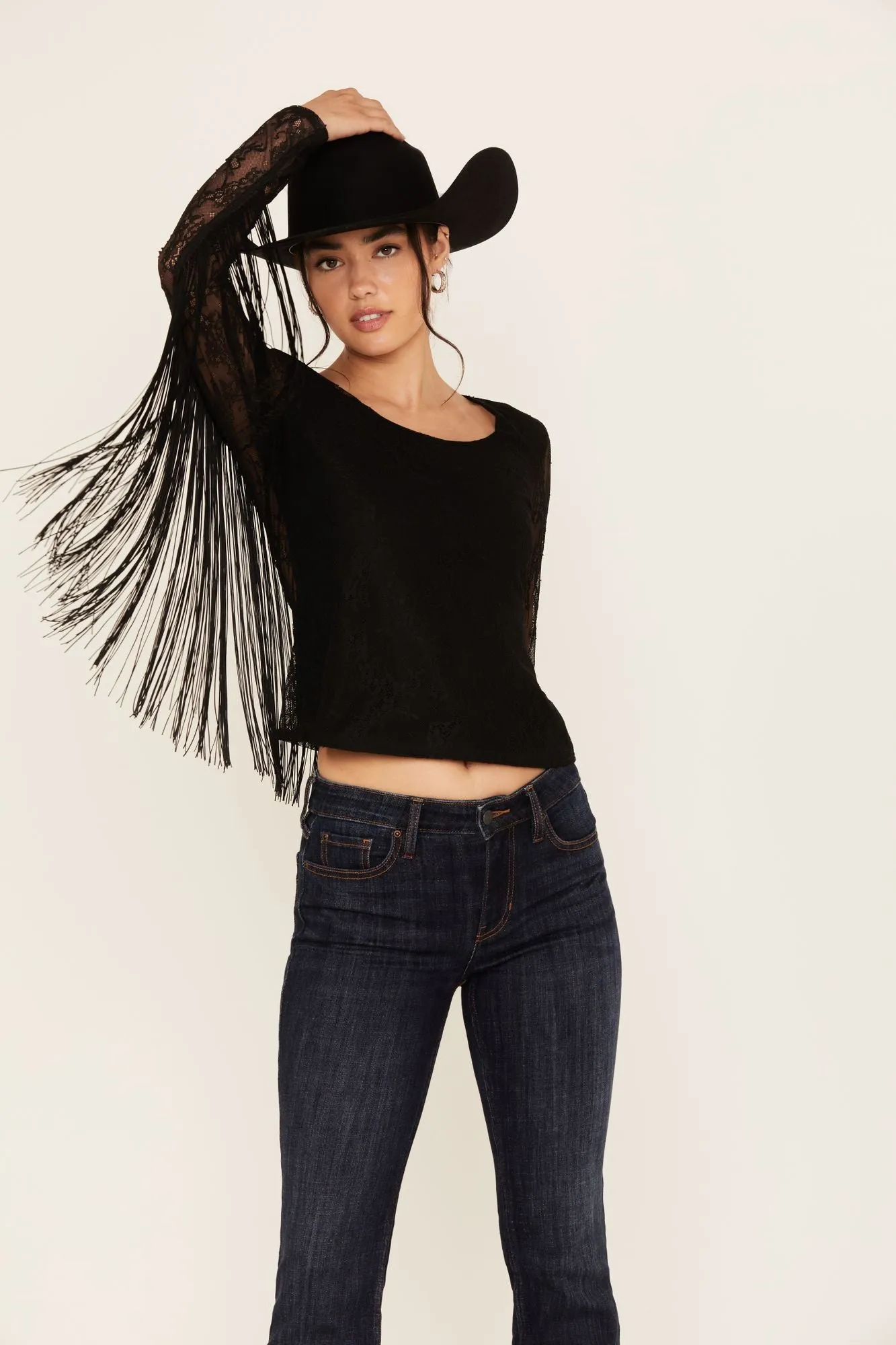 Russello Lace Fringe Long Sleeve Shirt