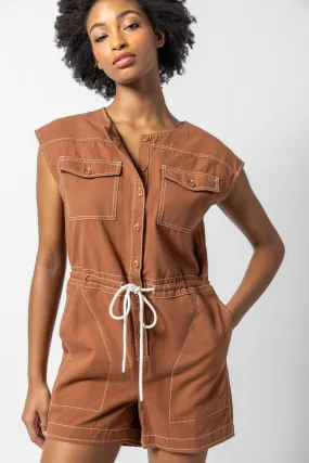 Short Sleeve Canvas Romper