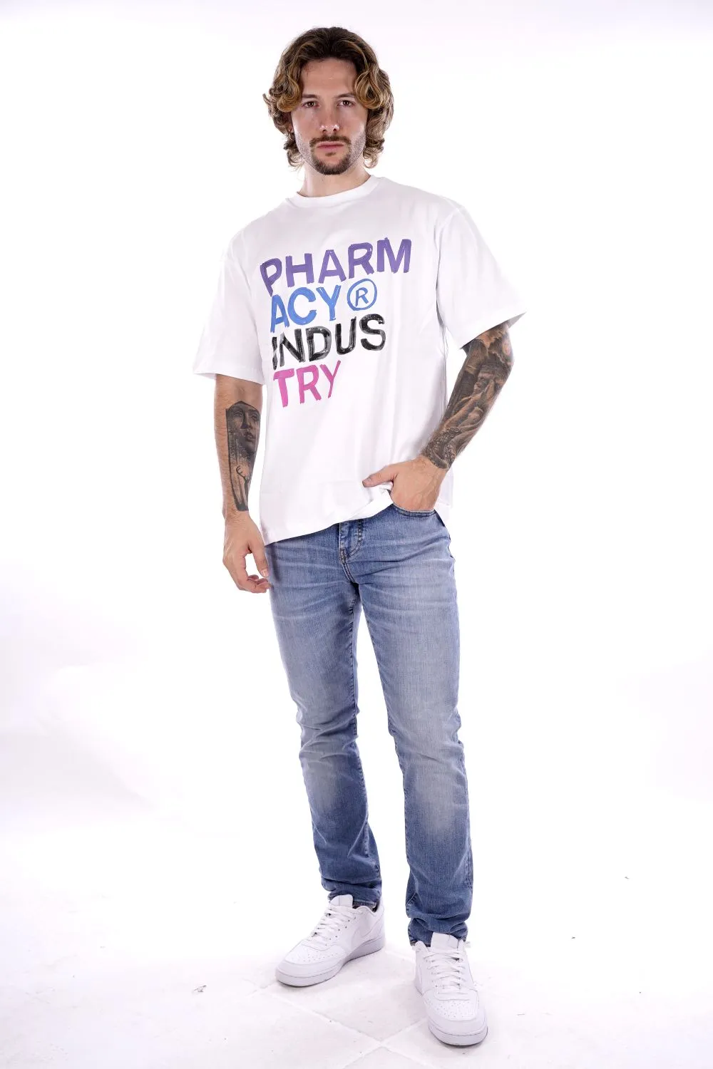 T-shirt PHARMACY INDUSTRY da Uomo - bianco PHABM00031BIANCO