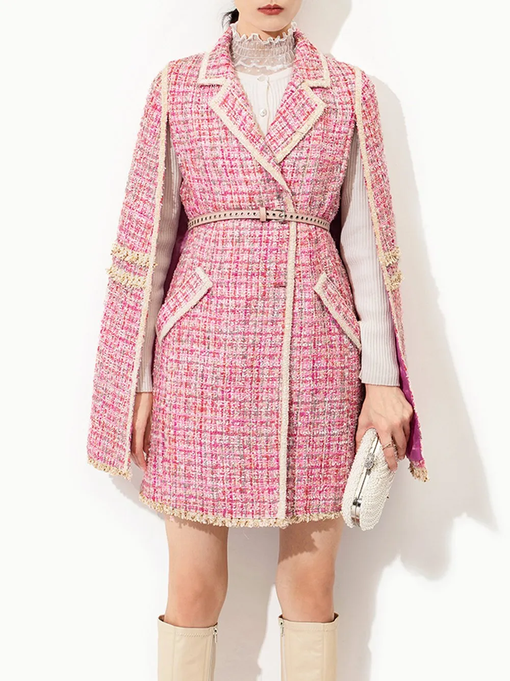 Tweed Cloak Woolen Coat
