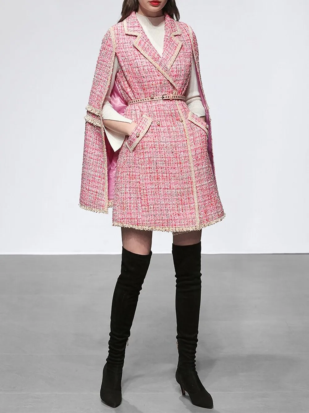 Tweed Cloak Woolen Coat
