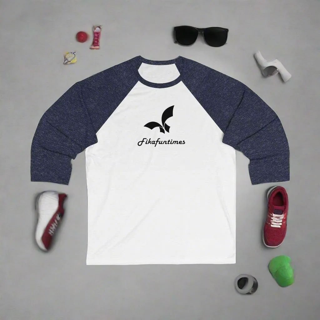 Unisex Fikafuntimes Logo Print Contrast Block Color Baseball T-Shirt