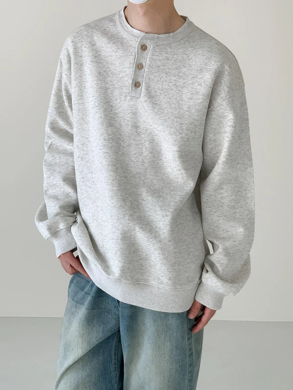 Zhou Basic Henry Collar Long Sleeve T-Shirt
